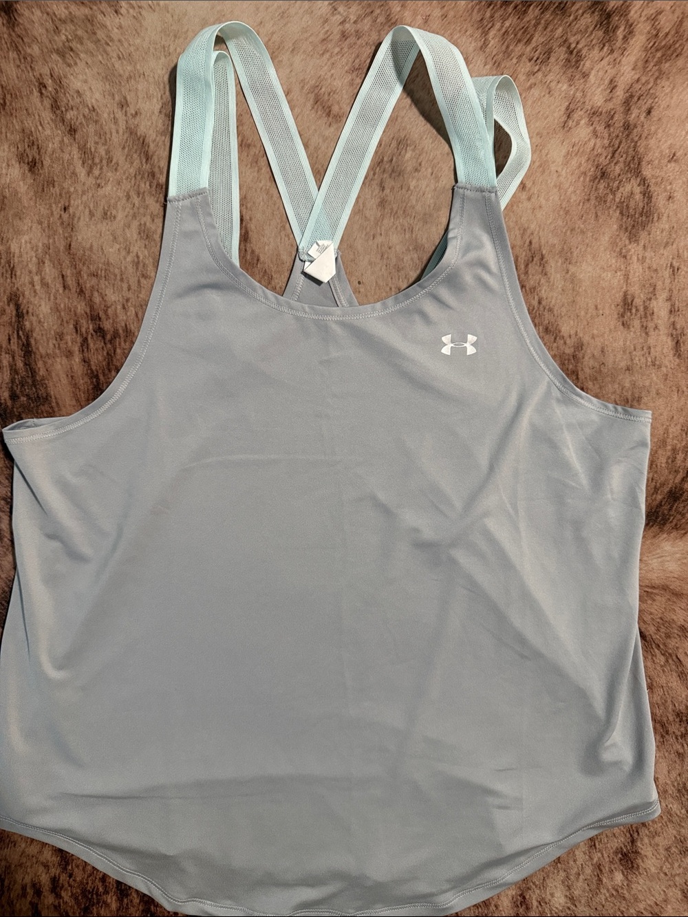 Under Armour Women's Gray Tank Top with Light Blue Straps
